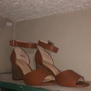 Brown strappy heeled sandals